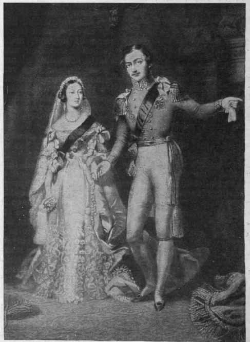 Queen Victoria and Prince Albert pose in their bridal and monarchial regalia