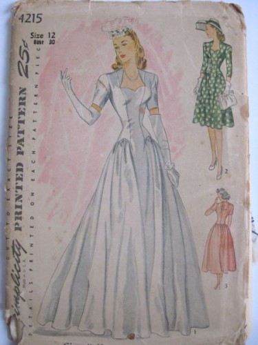 I would do the wedding dress I'm using one of Grandma's 1940s patterns