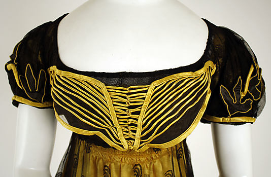 Dress (bodice detail), ca. 1818, British, silk, Metropolitan Museum of Art