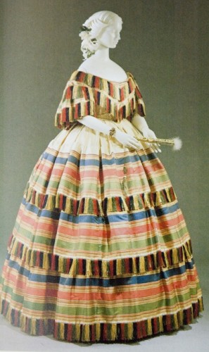 Rate the dress: 1850s rainbow striped fringe - The Dreamstress