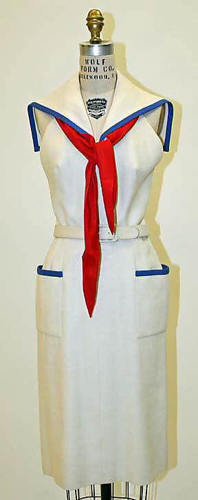 Dress, Traina-Norell  (American, founded 1941), Norman Norell, 1954, linen, silk, Metropolitan Museum of Art