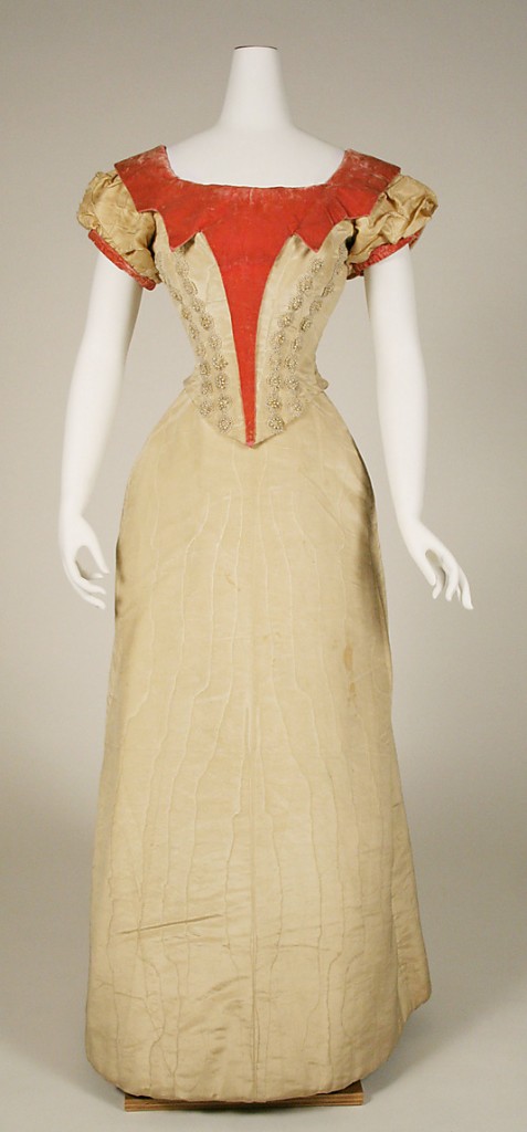 Evening dress, 1891–92, British, Silk, Metropolitan Museum of Art