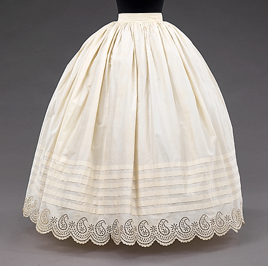 Petticoat, 1855–65, American, cotton, Metropolitan Museum of Art