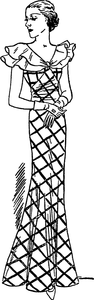 ... a double fichu collar of white taffeta trimming the decolletage. Auckland Star, 21 June 1933