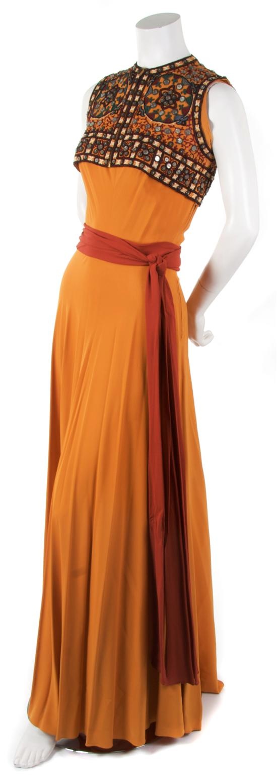 Silk gown with beaded bolero, Germain Monteil, 1930s, sold by Leslie Hindman.com