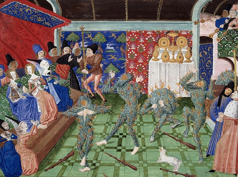 The Bal des Ardents depicted in a ca. 1470 miniature from Froissart's Chronicles