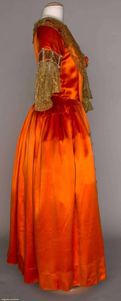 Fancy dress, silk satin with gold lace, 1920s, Lanvin, Augusta Auctions, November 14, 2012 