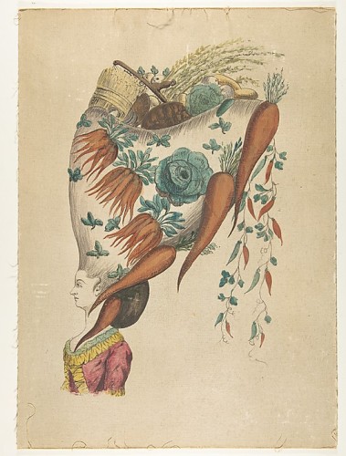 Fantastic Hairdress with Fruit and Vegetable Motif Anonymous, French, 18th century