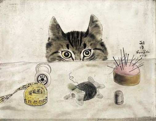 Couturier Cat, 1927, by Leonard Tsuguharu Foujita (French-Japanese, 1886-1968)