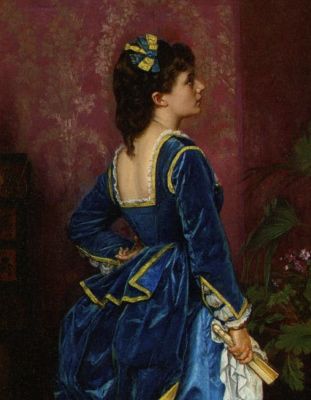 Auguste Toulmouche (1829-1890) The Blue Dress (detail)