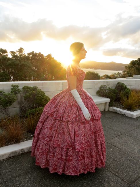 1850s Raspberry swirl gown thedreamstress.com
