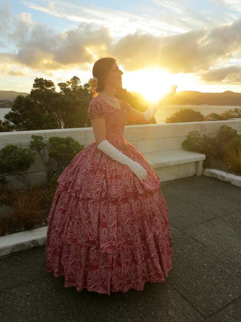 1850s Raspberry swirl gown thedreamstress.com