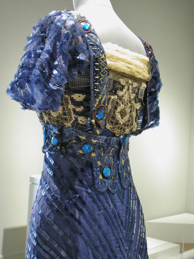 Evening Dress, 1909, Callot Soeurs, Paris, Silk mesh embellished with celluloid sequins and paste gems, Gregg Museum of Art & Design, 2003.014.208