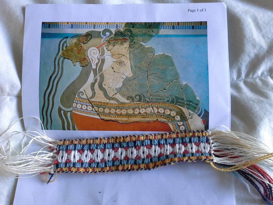 Hvitr, woven band taken from afresco from Tyrins, 13th century BCE