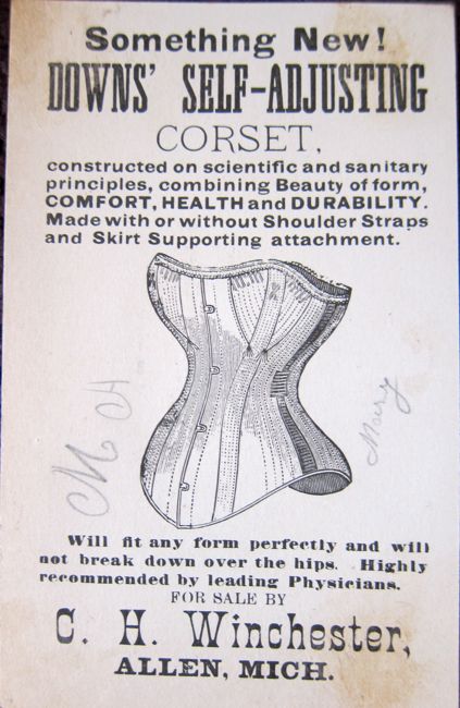 'Downs self adjusting corset' 1880s advertising cards thedreamstress.com