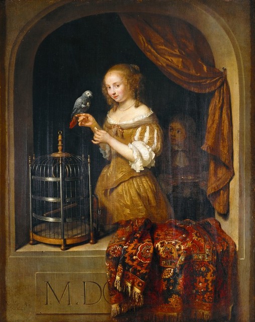 Caspar Netscher (circa 1639–1684), Lady at the Window, 1666, Von der Heydt-Museum