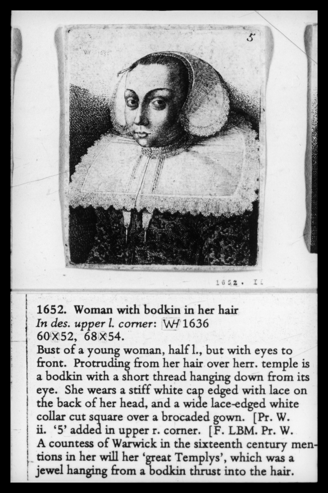 Woman with a Bodkin in Her Hair Wenceslaus Hollar, 1636, Royal Collection UK, RCIN 803820