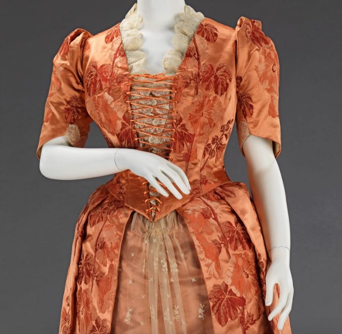 Dinner dress, ca. 1886, American, silk, Metropolitan Museum of Art, 2009.300.889a, b