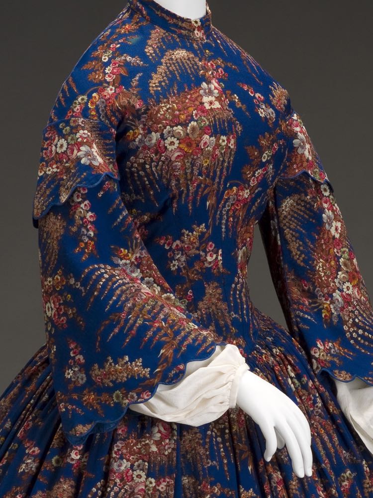 Dress, American, 1860s, wool, silk, cotton, metal, plastic, Indianapolis Museum of Art 2007.761
