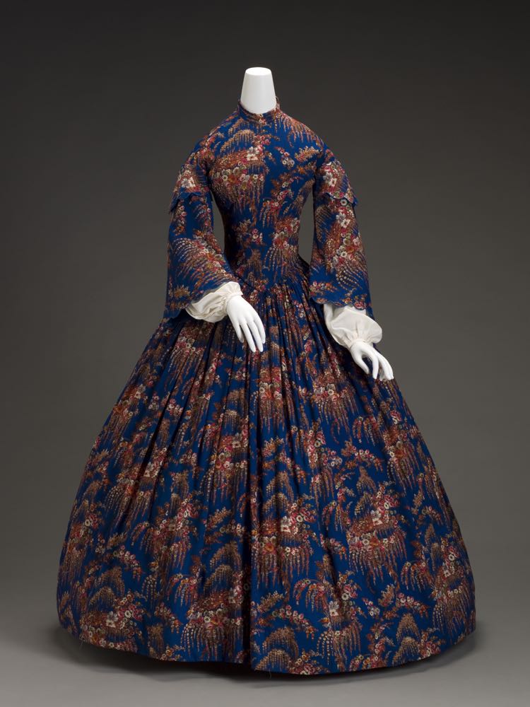 Dress, American, 1860s, wool, silk, cotton, metal, plastic, Indianapolis Museum of Art 2007.761