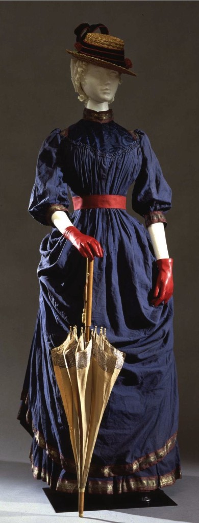 Walking dress in blue cotton muslin, ca. 1884, Galleria del Costume di Palazzo Pitti, 00000018 via Eurpeana Fashion