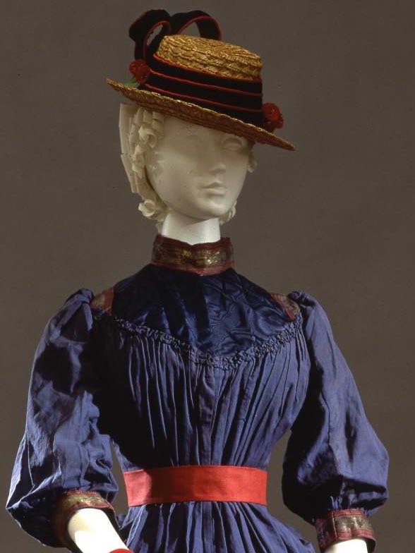 Walking dress in blue cotton muslin, ca. 1884, Galleria del Costume di Palazzo Pitti, 00000018 via Eurpeana Fashion
