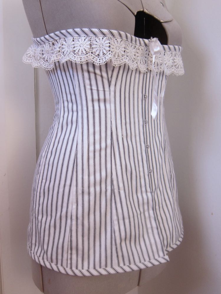 1916 black and white longline corset thedreamstress.com
