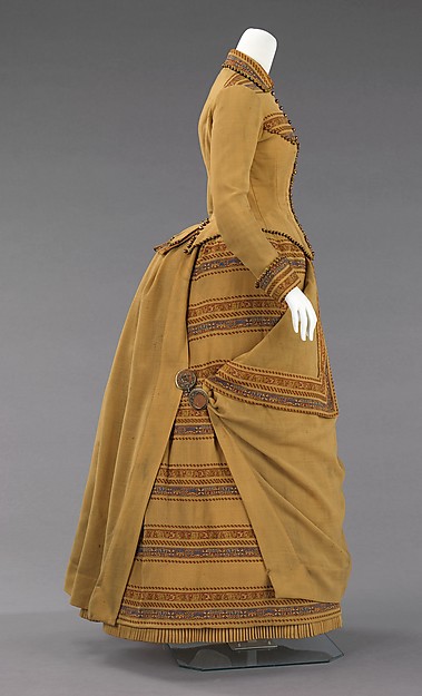 Ensemble (day dress), ca. 1885, American, wool, beads, metal, wood, Brooklyn Museum Costume Collection at The Metropolitan Museum of Art, 2009.300.396a, b