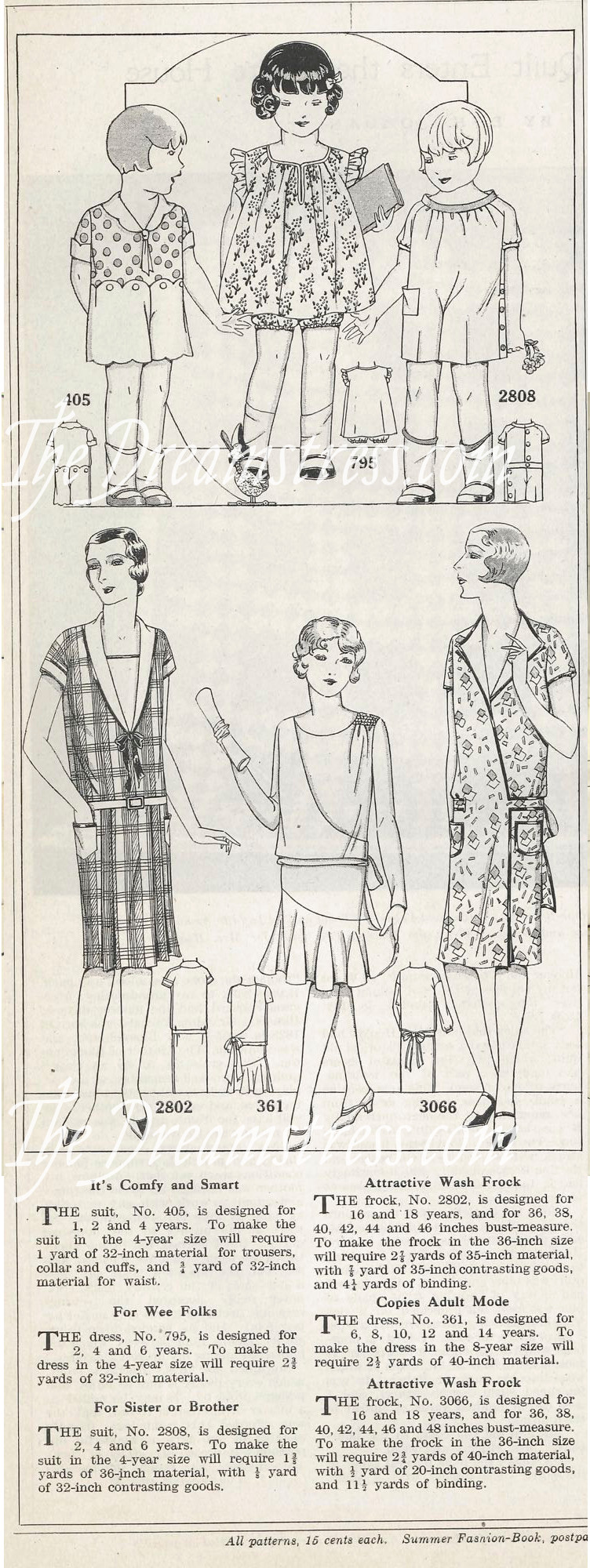 Clothes for toddlers and girls, 1929, thedreamstress.com
