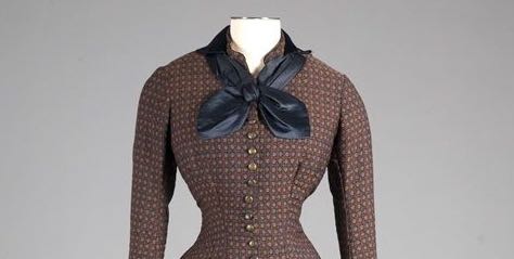 Day Dress, Augustine Martin, Wool, Silk, Metal, ca 1880, France, Drexel Museum