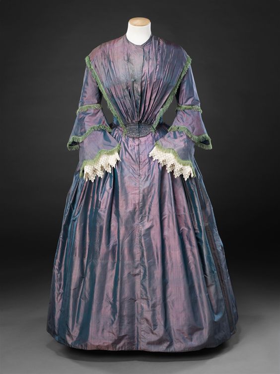 Day dress and cape of shot silk, early 1850s, The John Bright Historic Costume Collection