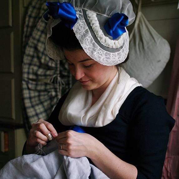 Amber of Virgil's Fine Goods, photo taken by Carol Kocian while at Colonial Williamsburg’s Margaret Hunter Millinery Shop