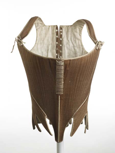 Corset (stays) brown cotton twill, 1780-1795, Museum of London, 49.91:1, 