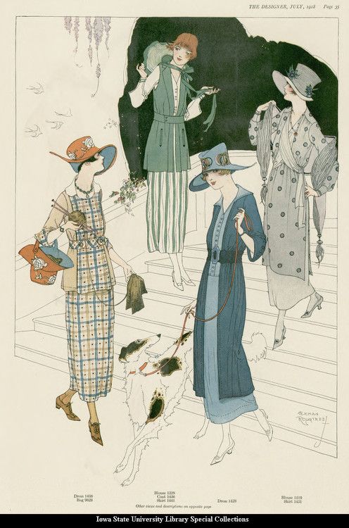 1918 July, The Designer Magazine. Day, afternoon and sports wear for summer.