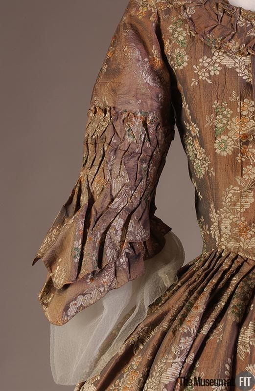 Robe Ã  la franÃ§aise, c.1760, Denmark, Violet and pink iridescent silk brocade. Museum at FIT.