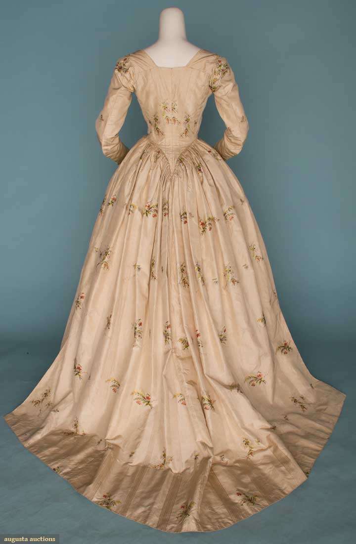 Gown of brocaded silk, 1770-1790s (altered in the 1790s, possibly with further alterations), sold by Augusta Auctions, November 14, 2012