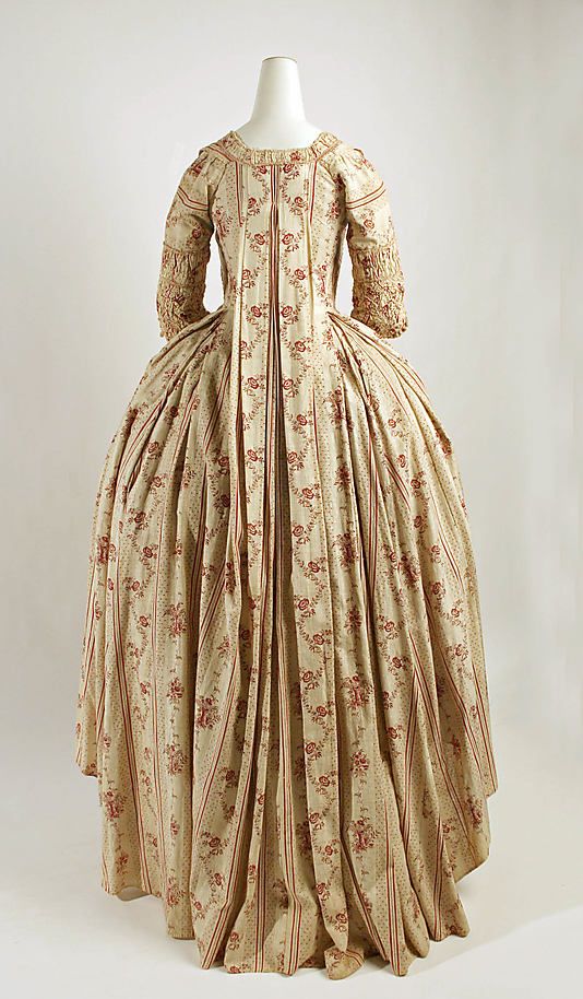 Robe à la Française, late 18th century, French, cotton, Rogers Fund, 1937, Metropolitan Museum of Art, 37.126.2a, b