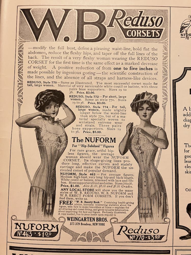 W.B Corsets advertised in the Ladies Home Journal, March 1909