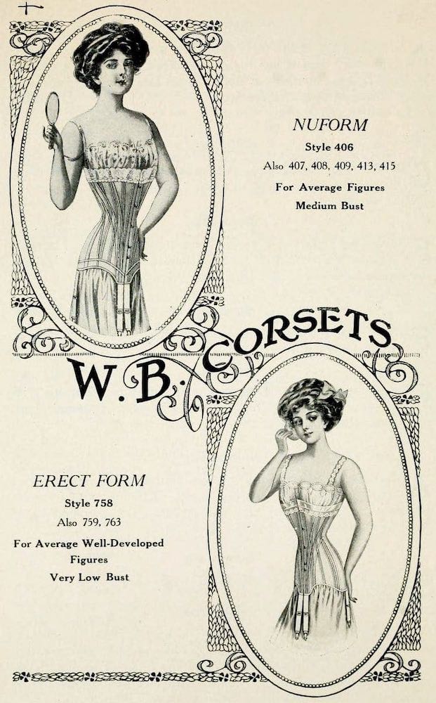 WB Corsets ad, 1909