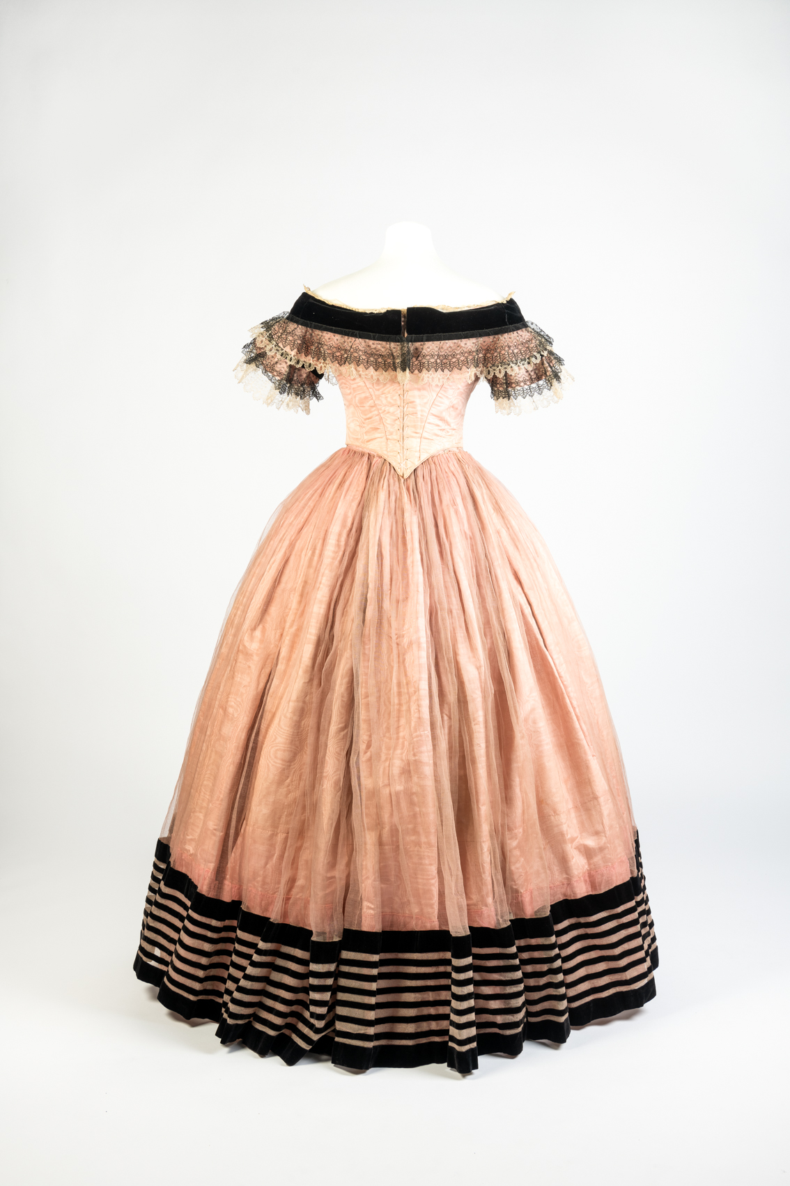 Pink Silk Moire Evening Dress, early 1860s, Fashion Museum Bath