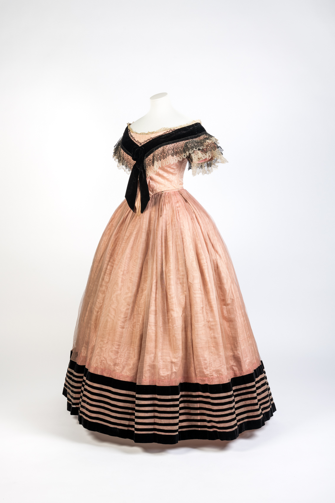 Pink Silk Moire Evening Dress, early 1860s, Fashion Museum Bath