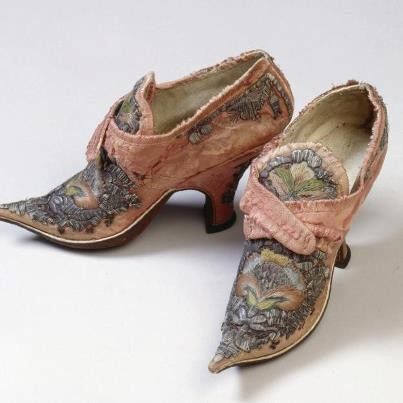  Embroidered Pink Velvet shoes, 1720s