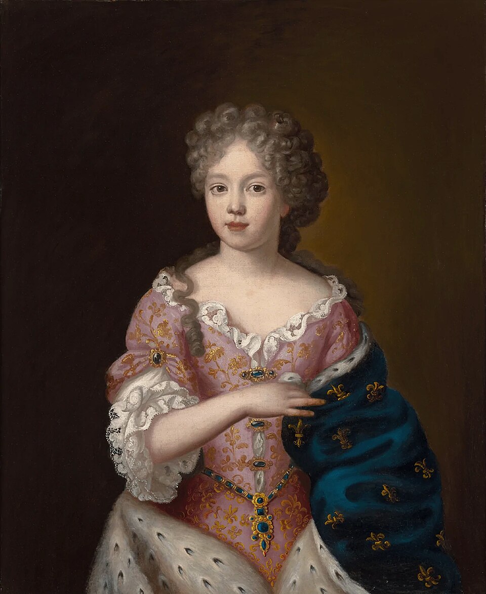 Follower of Pierre Gobert, Portrait possibly of Élisabeth Charlotte of Orléans (1676-1744), niece of Louis XIV