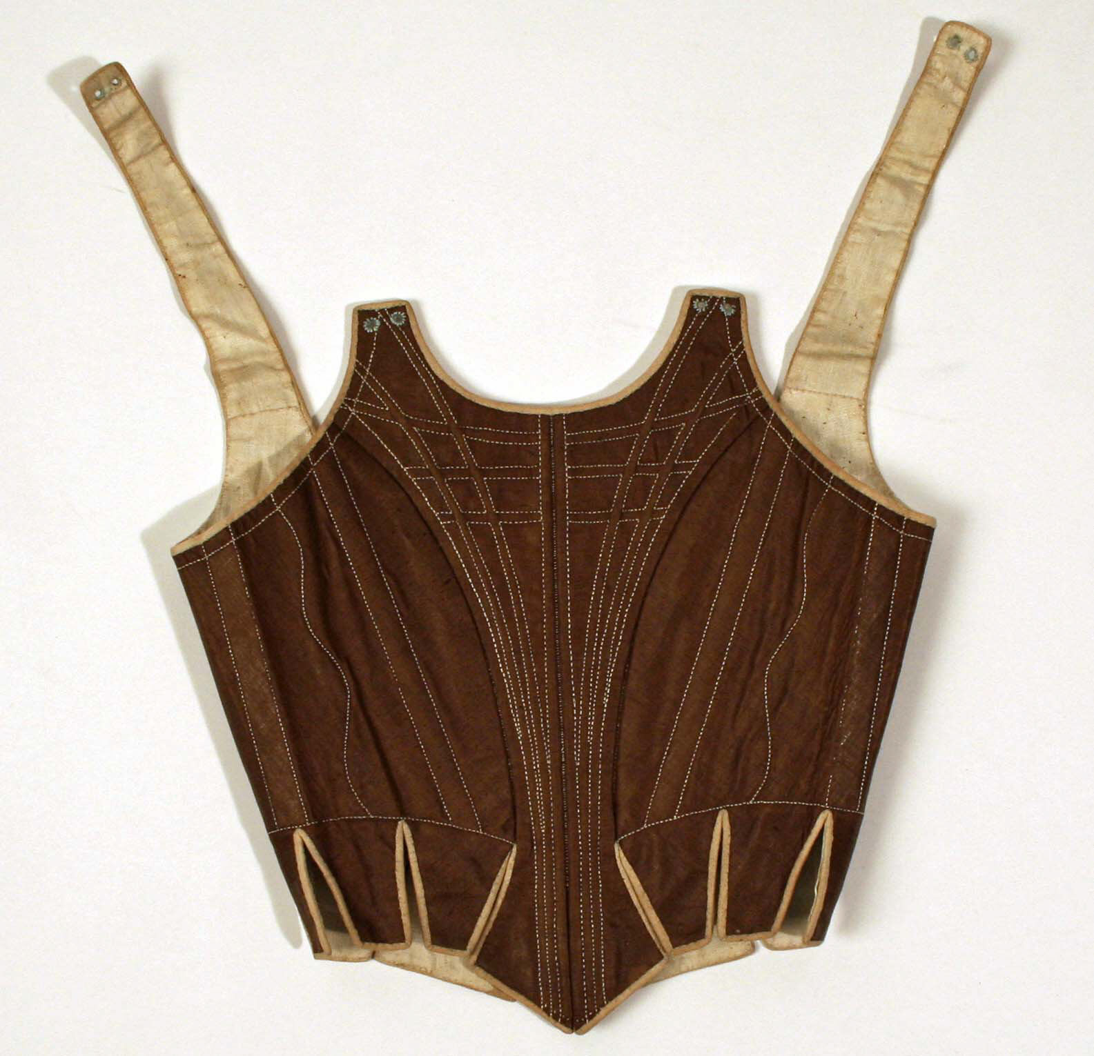 Corset, 1780s–90s, European, cotton, wood, Metropolitan Museum of Art, 1983.242.2