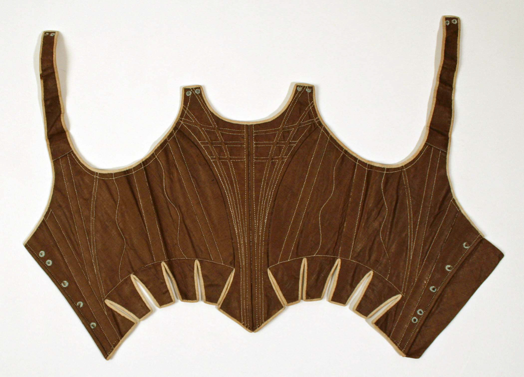 Corset, 1780s–90s, European, cotton, wood, Metropolitan Museum of Art, 1983.242.2