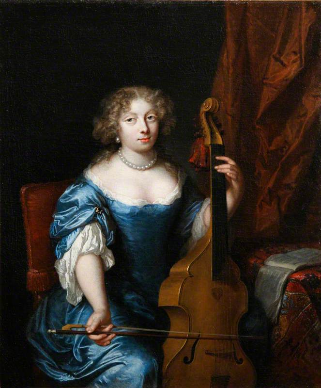 Caspar Netscher; Portrait of a Lady Playing a Viola da Gamba; National Trust, Hatchlands; http://www.artuk.org/artworks/portrait-of-a-lady-playing-a-viola-da-gamba-217293