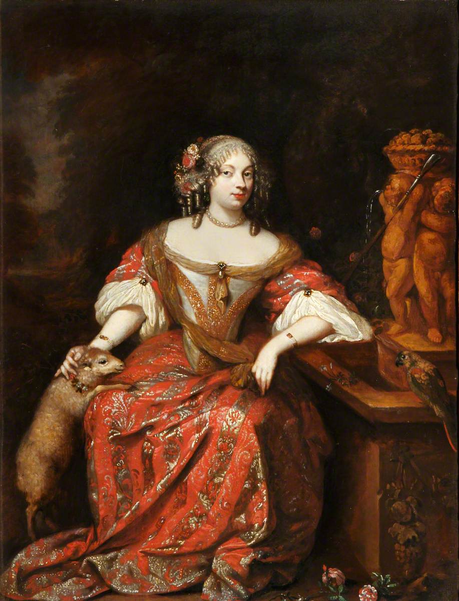 Caspar Netscher (attr); Portrait of an Unknown Lady with a Lamb and a Terracotta Group; National Trust, Ascott; http://www.artuk.org/artworks/portrait-of-an-unknown-lady-with-a-lamb-and-a-terracotta-group-216767