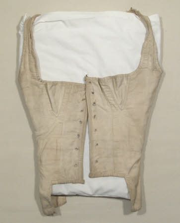 Corset, 1800 - 1825, cream ribbed cotton tabby and lined with cream cotton, Snowshill Wade Costume Collection, Gloucestershire NT 1350127
