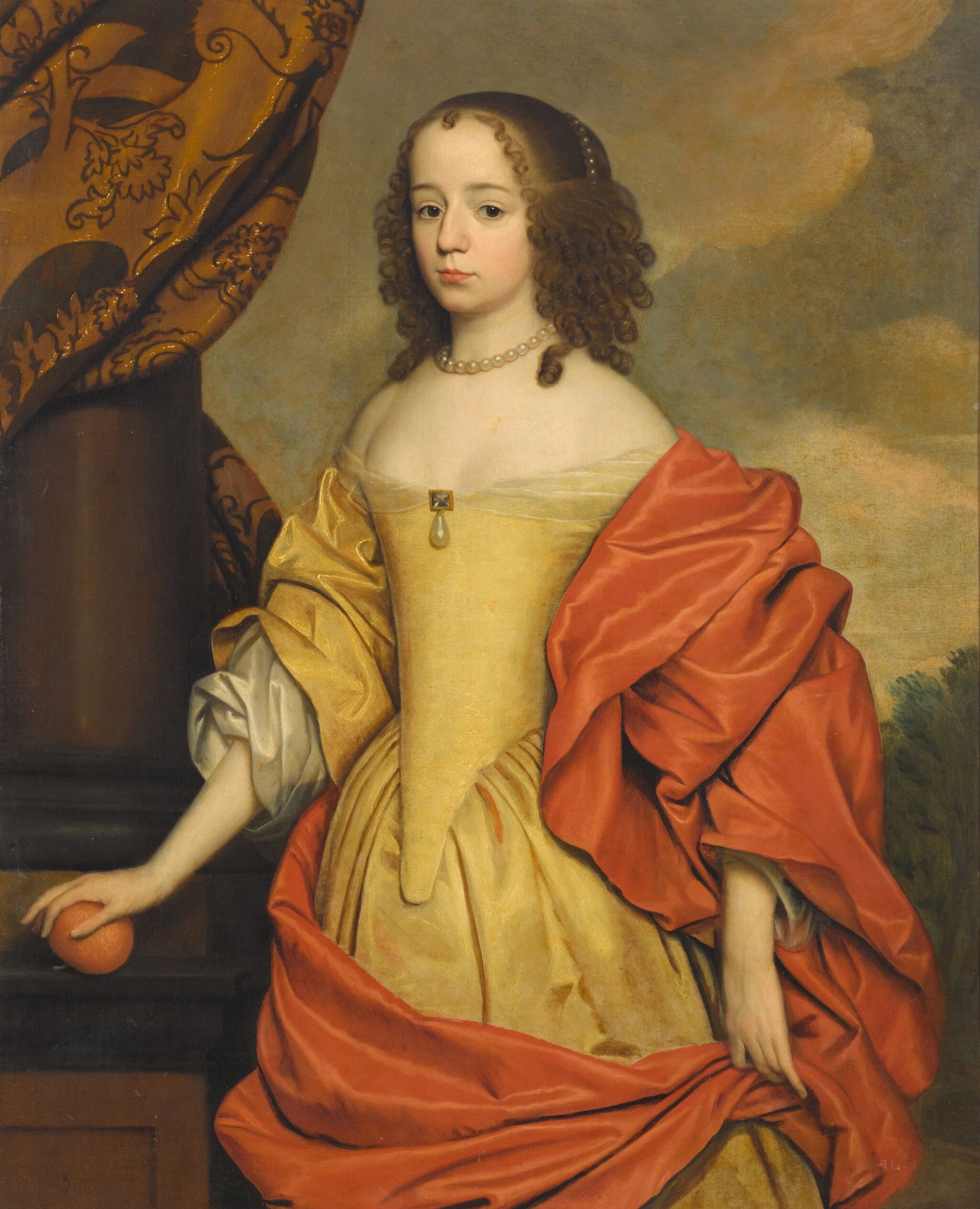 Circle of Gerrit van Honthorst, Portrait of a girl, traditionally identified as Mary, Princess Royal and Princess of Orange (1631–1660) ca. 1660